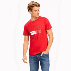 Tommy Hilfiger pánské červené tričko Corp - L (XLG)